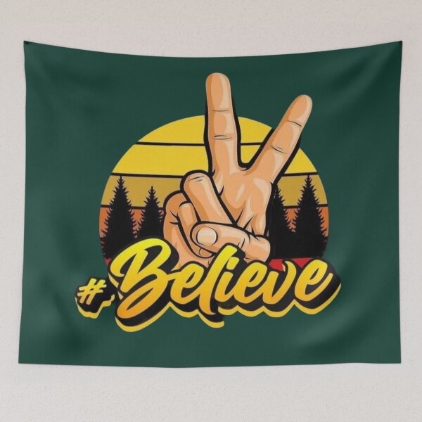 Item preview, Believe Peace Sign Retro Sunset Vintage Aesthetic Quote designed and sold by GlowAura7.