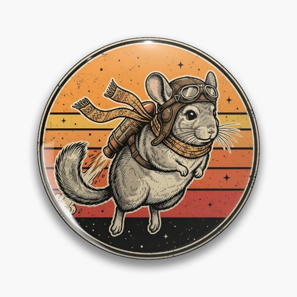 Item preview, Retro Jetpack Aviator Chinchilla Vintage Badge designed and sold by DuckOddity.