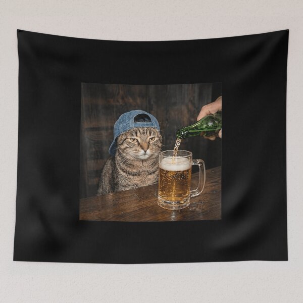 Item preview, Funny Cat Drinking Beer Wearing Backwards Hat Graphic T-Shirt designed and sold by hejrawli.