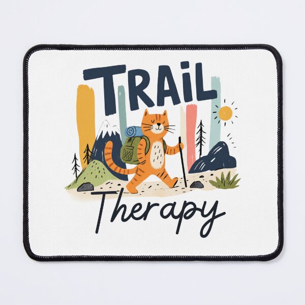 Item preview, Trail Therapy Cat Hiking Shirt | Funny Hiking Cat Retro Outdoor Adventure Design designed and sold by GroveLaneCreative.