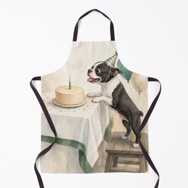 Item preview, Boston Terrier Puppy Happy Birthday Party Watercolor Art designed and sold by LavIsInTheAir.