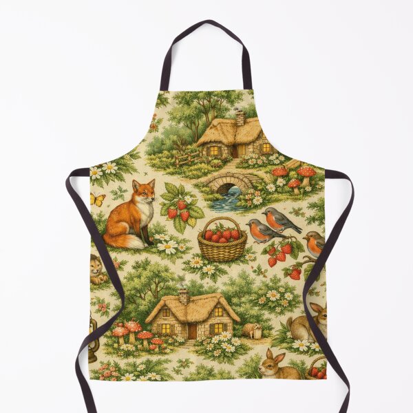 Item preview, Cottagecore Woodland Pattern – Vintage Forest Animals & Cozy Cottages designed and sold by Shadowframe Studios.