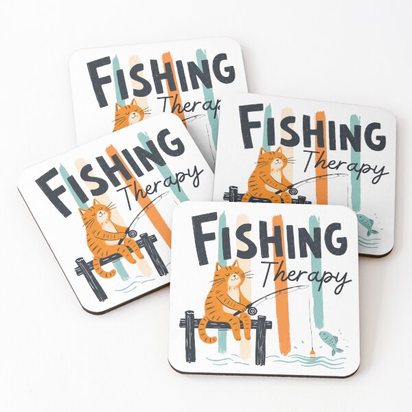 Item preview, Fishing Therapy Cat | Cute Retro Fishing Cat Design for Anglers & Cat Lovers designed and sold by GroveLaneCreative.
