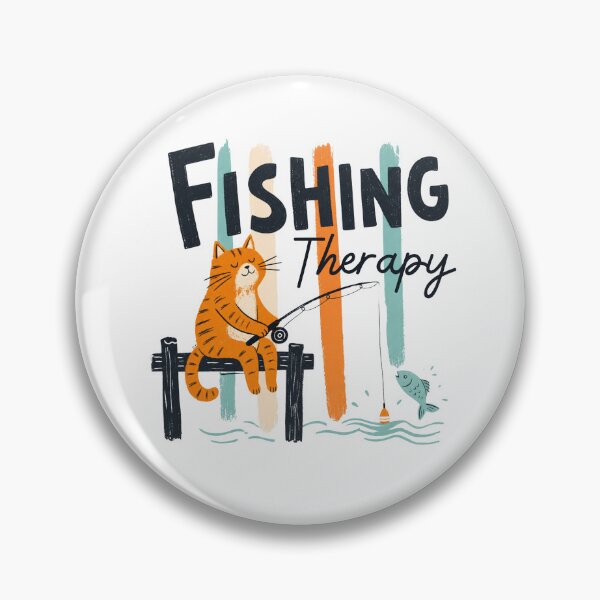Item preview, Fishing Therapy Cat | Cute Retro Fishing Cat Design for Anglers & Cat Lovers designed and sold by GroveLaneCreative.