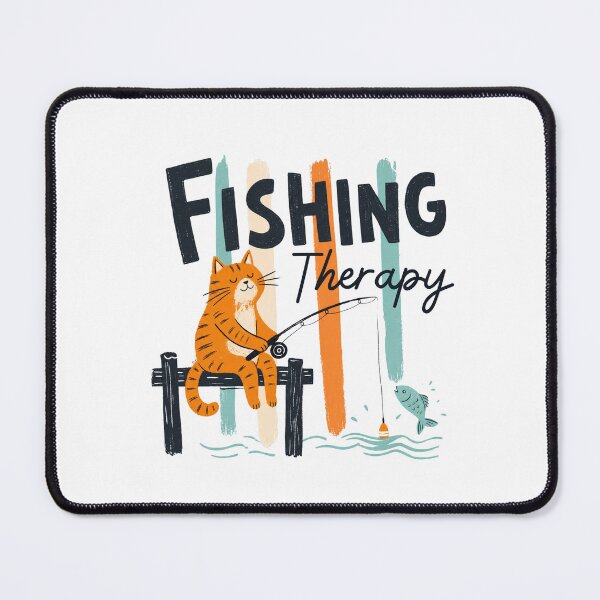 Item preview, Fishing Therapy Cat | Cute Retro Fishing Cat Design for Anglers & Cat Lovers designed and sold by GroveLaneCreative.