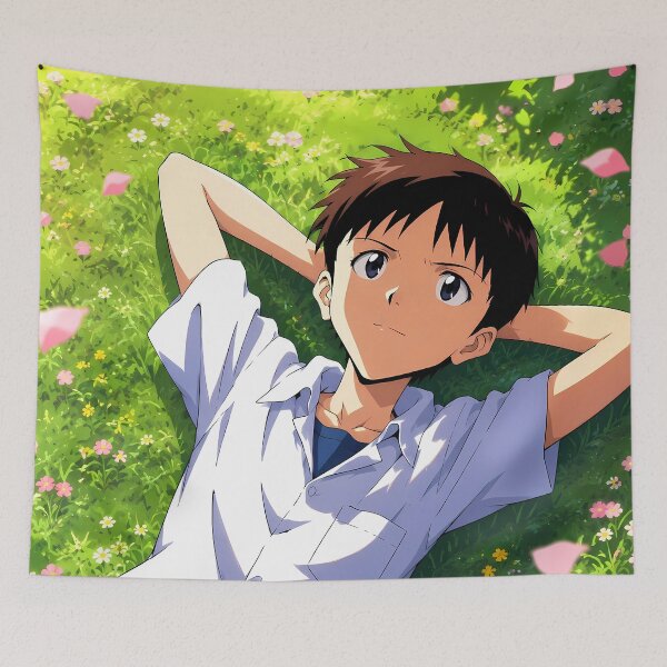 Item preview, Shinji Ikari Neon Genesis Evangelion Peaceful Flower Meadow designed and sold by Dashsopaner.
