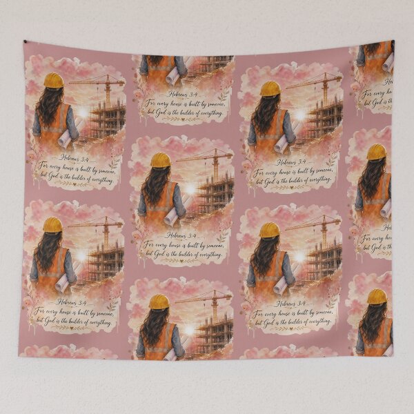 Item preview, Women in contruction - Hebrews 3:4 God is the Builder Watercolor Art designed and sold by BelievingCreate.