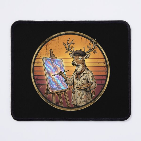 Item preview, Retro Holographic Painter Deer Vintage Badge designed and sold by DuckOddity.