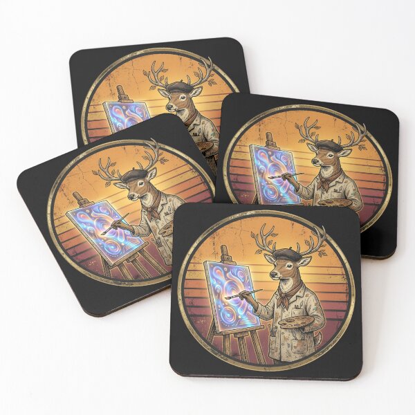 Item preview, Retro Holographic Painter Deer Vintage Badge designed and sold by DuckOddity.