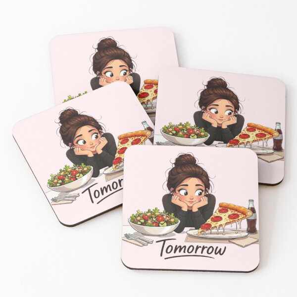 Item preview, Diet Tomorrow Funny Girl Choosing Pizza Over Salad Illustration designed and sold by Northern Glow Art.