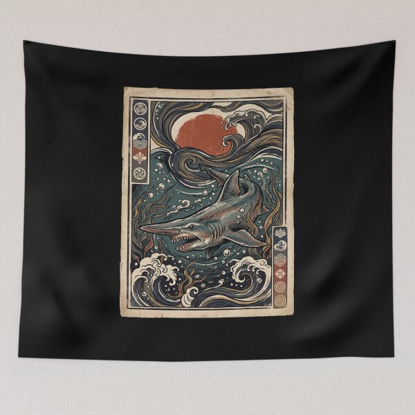 Item preview, Japanese Ukiyo-e Shark Ocean Waves Art Design designed and sold by snowry.
