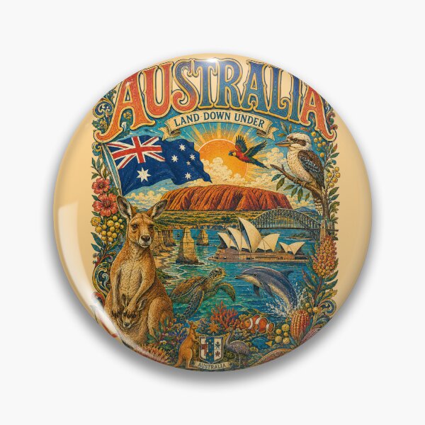 Item preview, Australia Land Down Under Vintage Travel Poster designed and sold by Skyrocketz.