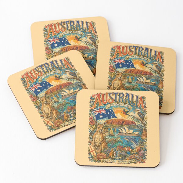 Item preview, Australia Land Down Under Vintage Travel Poster designed and sold by Skyrocketz.