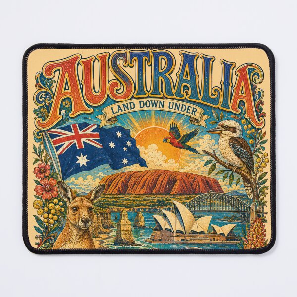 Item preview, Australia Land Down Under Vintage Travel Poster designed and sold by Skyrocketz.