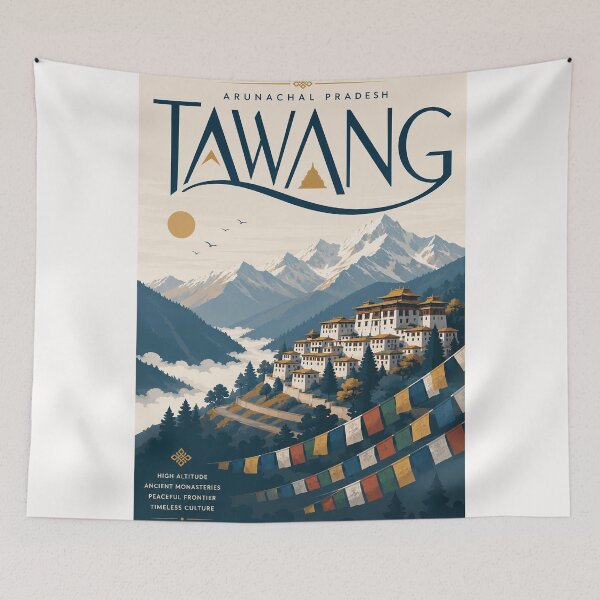 Item preview, Tawang Monastery beneath the Eastern Himalayas in Arunachal Pradesh, India designed and sold by Places On Earth.