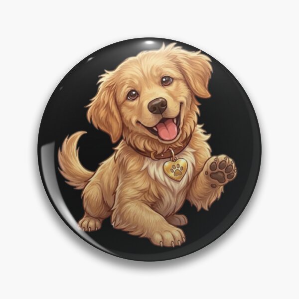 Item preview, Cute Golden Retriever Puppy Waving Paw Illustration designed and sold by Northern Glow Art.
