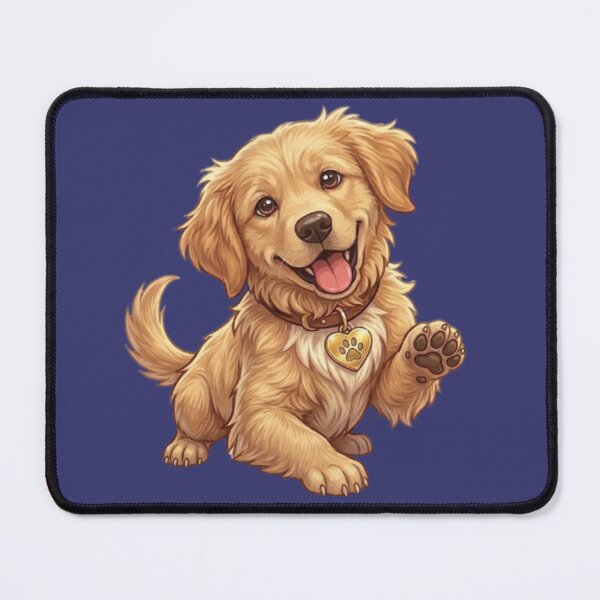 Item preview, Cute Golden Retriever Puppy Waving Paw Illustration designed and sold by Northern Glow Art.