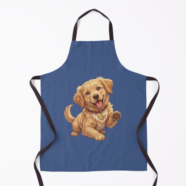 Item preview, Cute Golden Retriever Puppy Waving Paw Illustration designed and sold by Northern Glow Art.
