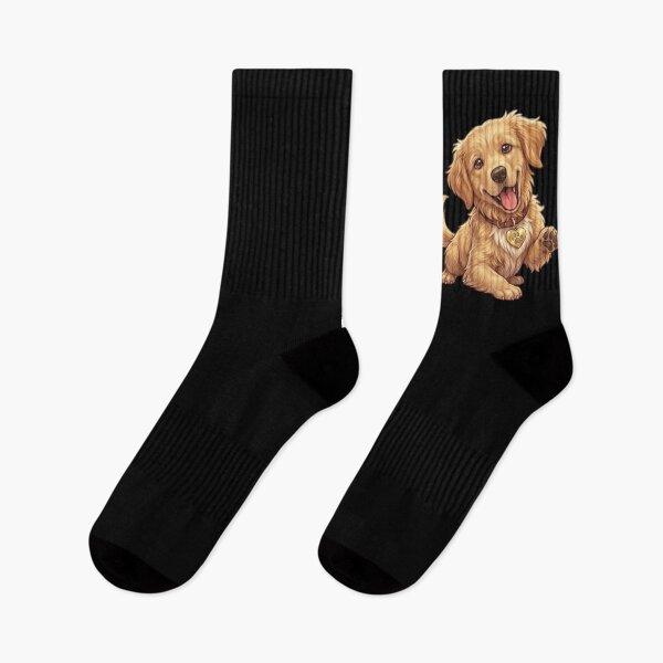 Item preview, Cute Golden Retriever Puppy Waving Paw Illustration designed and sold by Northern Glow Art.