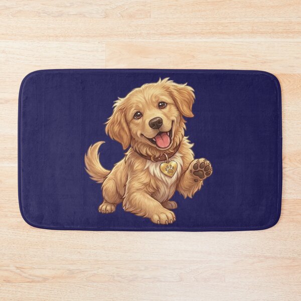 Item preview, Cute Golden Retriever Puppy Waving Paw Illustration designed and sold by Northern Glow Art.