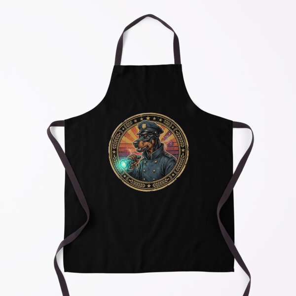 Item preview, Retro Sci-Fi Night Watchman Doberman Vintage Badge designed and sold by DuckOddity.
