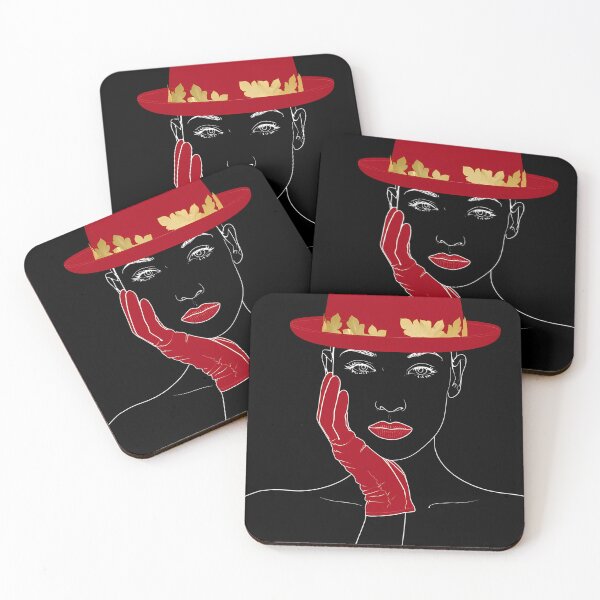 Item preview, Minimalist Woman Line Art Red Hat Elegant Face Illustration designed and sold by jo-e-basta.