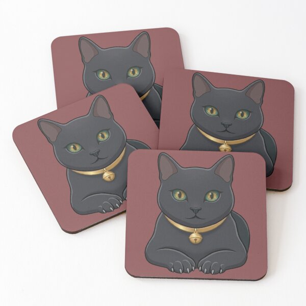 Item preview, Cute Black Cat with Green Eyes and Gold Collar Bell designed and sold by Northern Glow Art.