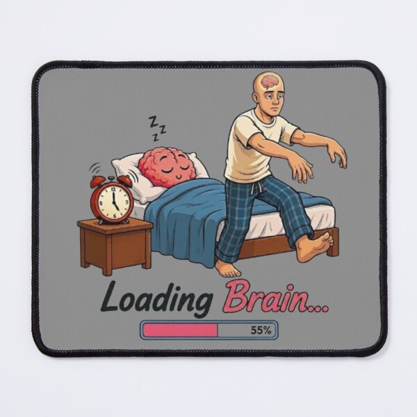 Item preview, Loading Brain Funny Sleepwalking Man Morning Humor Illustration designed and sold by Northern Glow Art.