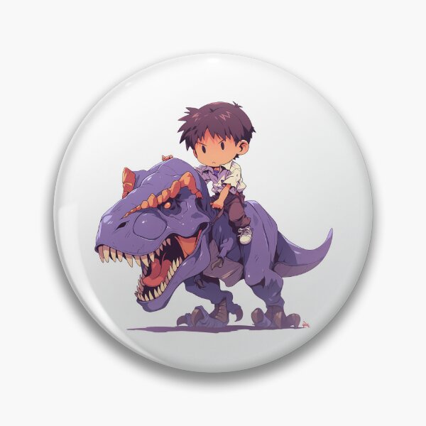 Item preview, Shinji Ikari Neon Genesis Evangelion Purple Dinosaur Chibi Ride designed and sold by Dashsopaner.