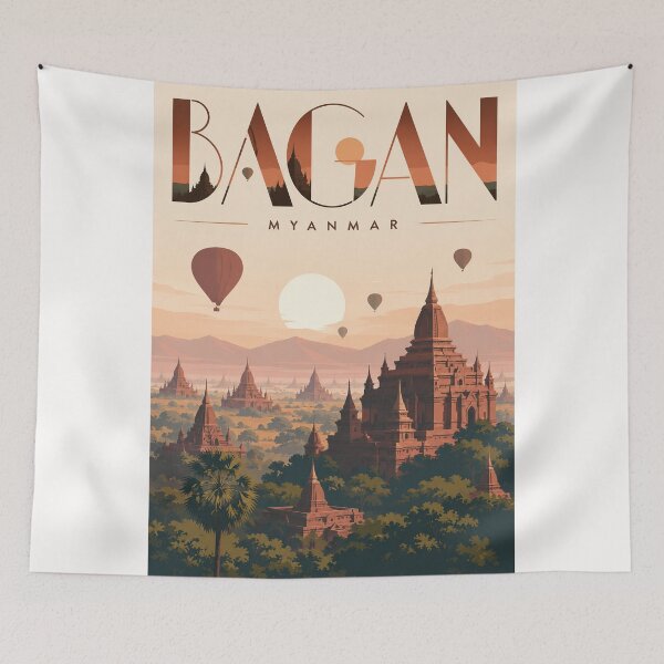Item preview, Bagan Myanmar Ancient Temples and Sunrise Pagoda Plain designed and sold by Places On Earth.