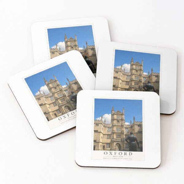 Item preview, Oxford Historic Courtyard Travel Poster | Oxford University Fine Art Print | England Architecture Wall Decor designed and sold by Wandered North.