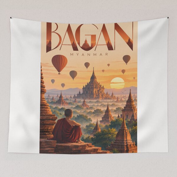 Item preview, Bagan Myanmar Hot Air Balloons over Ancient Pagoda Valley designed and sold by Places On Earth.