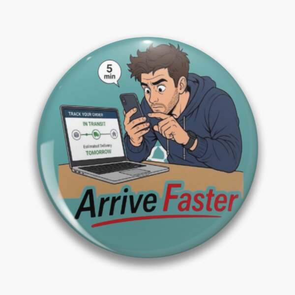 Item preview, Arrive Faster Funny Online Shopping Order Tracking Illustration designed and sold by Northern Glow Art.