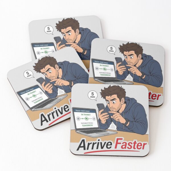 Item preview, Arrive Faster Funny Online Shopping Order Tracking Illustration designed and sold by Northern Glow Art.