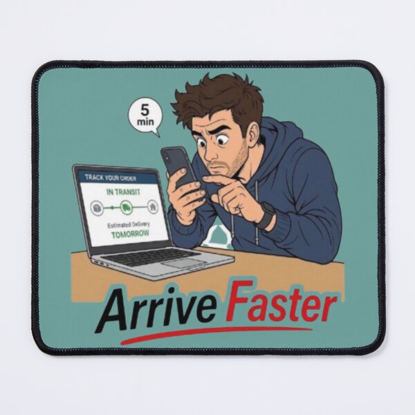 Item preview, Arrive Faster Funny Online Shopping Order Tracking Illustration designed and sold by Northern Glow Art.