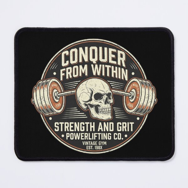 Item preview, Conquer From Within - Strength And Grit Skull Barbell Vintage Gym designed and sold by TeeMint5.