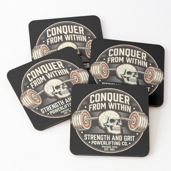 Item preview, Conquer From Within - Strength And Grit Skull Barbell Vintage Gym designed and sold by TeeMint5.