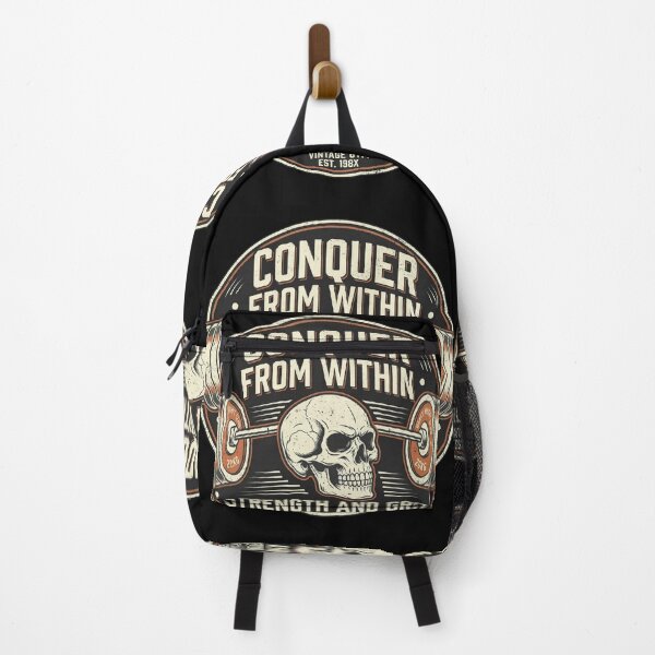 Item preview, Conquer From Within - Strength And Grit Skull Barbell Vintage Gym designed and sold by TeeMint5.