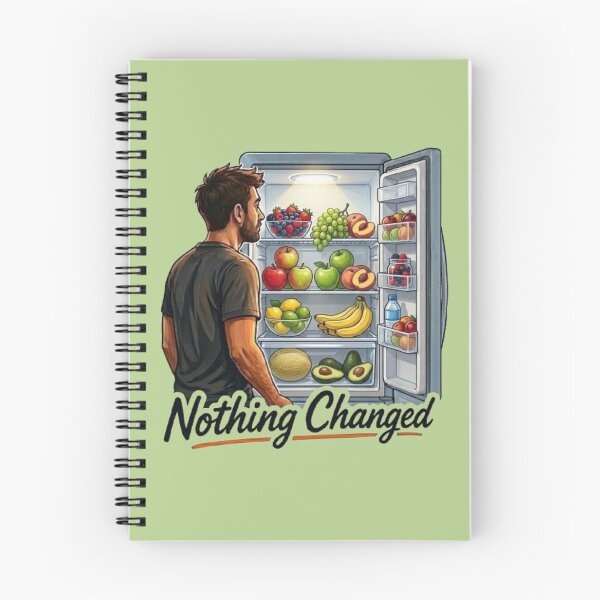Item preview, Nothing Changed Funny Man Looking into Full Fridge Illustration designed and sold by Northern Glow Art.