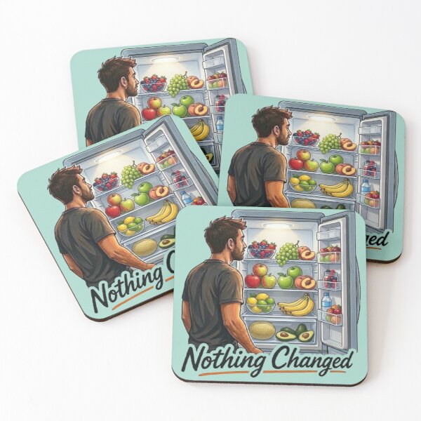 Item preview, Nothing Changed Funny Man Looking into Full Fridge Illustration designed and sold by Northern Glow Art.