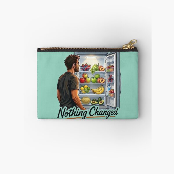 Item preview, Nothing Changed Funny Man Looking into Full Fridge Illustration designed and sold by Northern Glow Art.