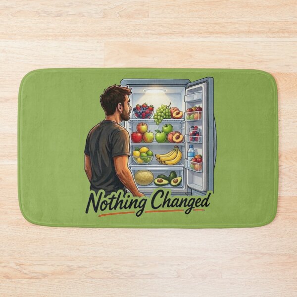 Item preview, Nothing Changed Funny Man Looking into Full Fridge Illustration designed and sold by Northern Glow Art.