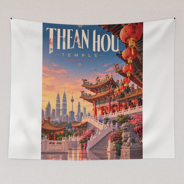 Item preview, Thean Hou Temple Kuala Lumpur Malaysia with Petronas Towers Skyline designed and sold by Places On Earth.