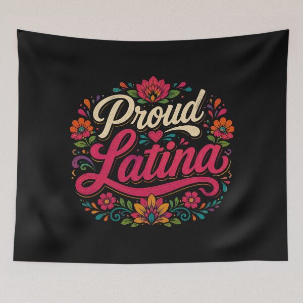 Item preview, Proud Latina | Colorful Floral Typography Hispanic Heritage Month Design designed and sold by RJACreative.