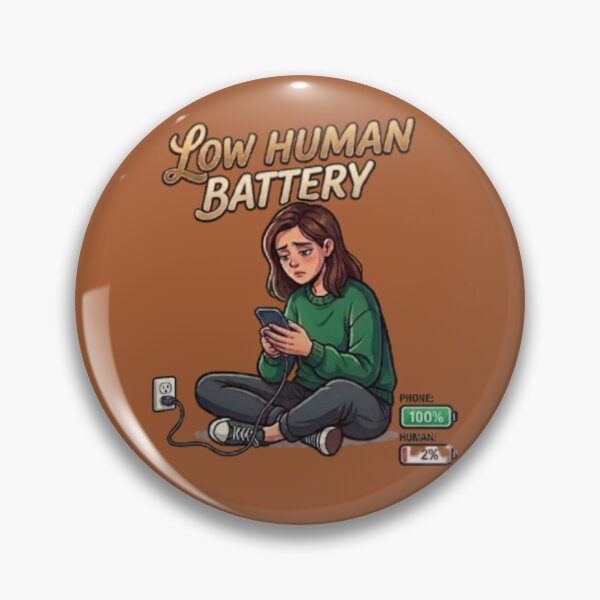 Item preview, Low Human Battery Tired Girl Phone Charging Illustration designed and sold by Northern Glow Art.