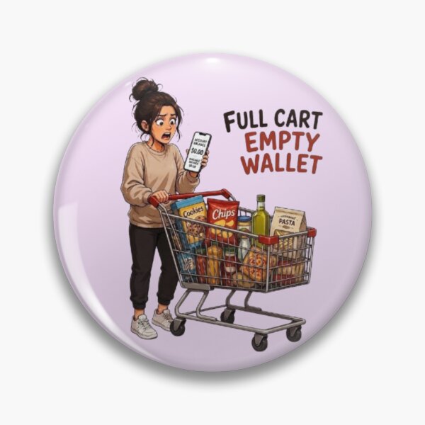 Item preview, Full Cart Empty Wallet Funny Inflation Grocery Shopping Illustration designed and sold by Northern Glow Art.
