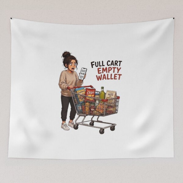Item preview, Full Cart Empty Wallet Funny Inflation Grocery Shopping Illustration designed and sold by Northern Glow Art.