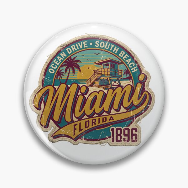 Item preview, Miami Florida Ocean Drive Vintage Beach Badge designed and sold by castillomiami.
