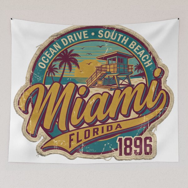 Item preview, Miami Florida Ocean Drive Vintage Beach Badge designed and sold by castillomiami.
