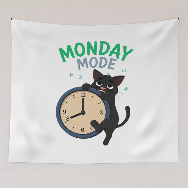 Item preview, Funny Monday Mode Tired Black Cat designed and sold by Joseego.